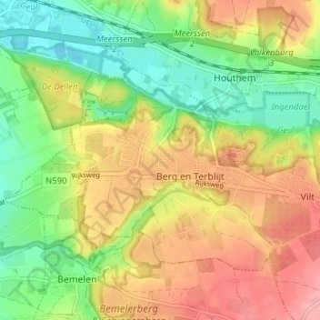 Mapa topográfico Berg, altitude, relevo