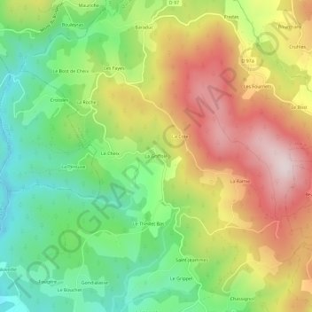 Mapa topográfico La Griffole, altitude, relevo