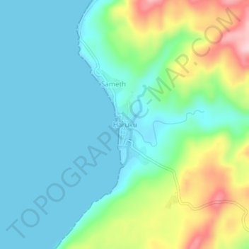 Mapa topográfico Haruku, altitude, relevo