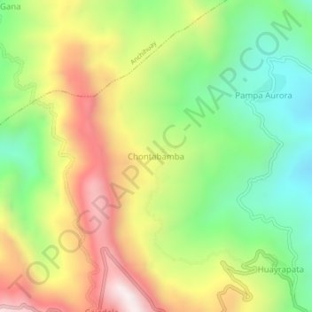 Mapa topográfico Chontabamba, altitude, relevo