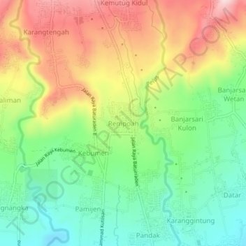 Mapa topográfico Rempoah, altitude, relevo