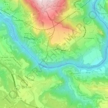 Mapa topográfico Grésin, altitude, relevo