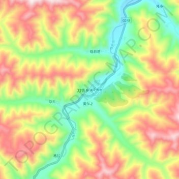 Mapa topográfico 刀告乡, altitude, relevo