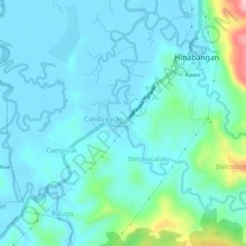 Mapa topográfico Osmeña, altitude, relevo