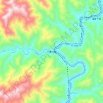 Mapa topográfico 乐素河镇, altitude, relevo