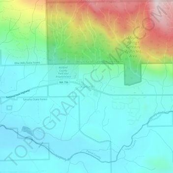 Mapa topográfico Ashford, altitude, relevo