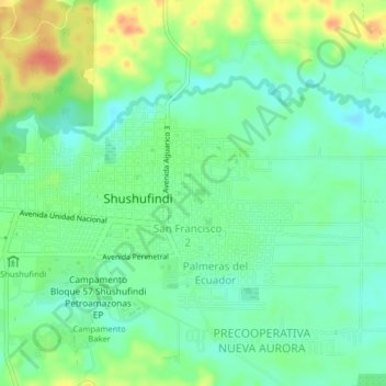 Mapa topográfico El Cisne, altitude, relevo