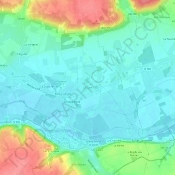 Mapa topográfico La Gare, altitude, relevo