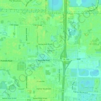 Mapa topográfico Belspur, altitude, relevo