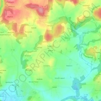 Mapa topográfico Kerprat, altitude, relevo
