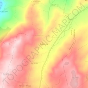 Mapa topográfico Guilhafonso, altitude, relevo