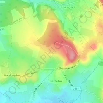 Mapa topográfico Chalon, altitude, relevo