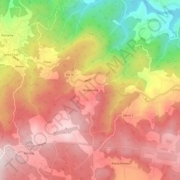 Mapa topográfico Nespereira, altitude, relevo
