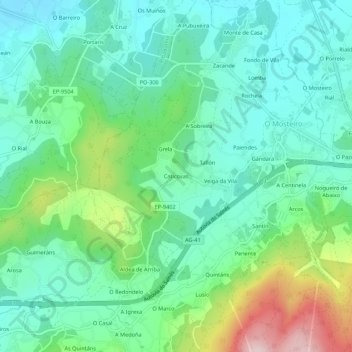 Mapa topográfico Caticovas, altitude, relevo
