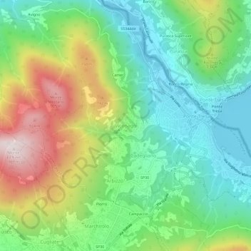 Mapa topográfico Viconago, altitude, relevo