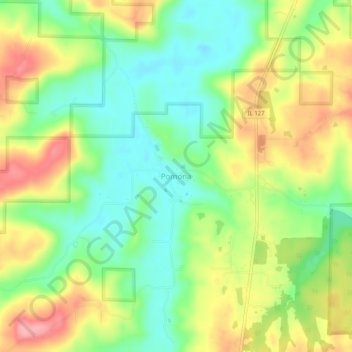 Mapa topográfico Pomona, altitude, relevo