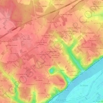 Mapa topográfico La Babonnière, altitude, relevo