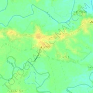 Mapa topográfico Suerte, altitude, relevo