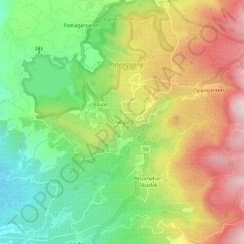 Mapa topográfico Negal, altitude, relevo