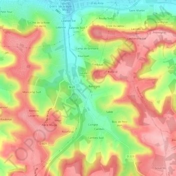 Mapa topográfico Nicole, altitude, relevo