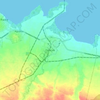 Mapa topográfico Delicias, altitude, relevo