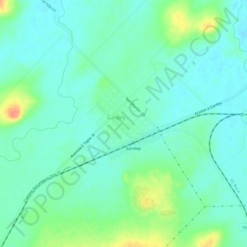 Mapa topográfico Gardey, altitude, relevo