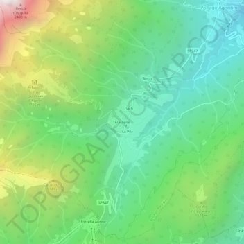 Mapa topográfico Frassene, altitude, relevo