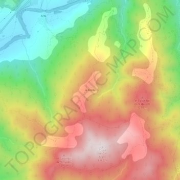 Mapa topográfico La Freita, altitude, relevo