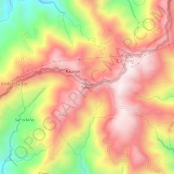 Mapa topográfico Tabeyo, altitude, relevo