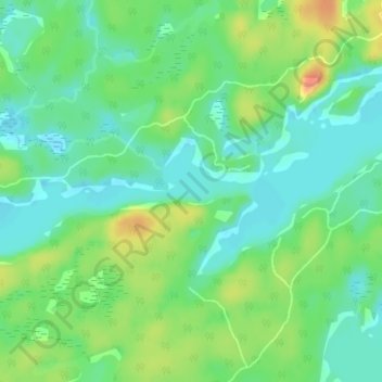 Mapa topográfico Shawanaga Lake, altitude, relevo