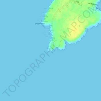 Mapa topográfico Hook Head, altitude, relevo