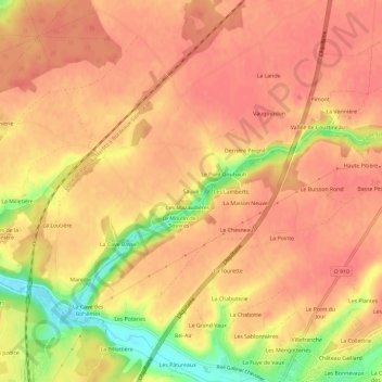 Mapa topográfico Sauvé, altitude, relevo