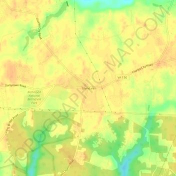 Mapa topográfico Glendale, altitude, relevo