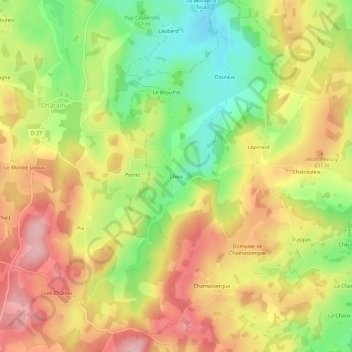 Mapa topográfico Cheix, altitude, relevo