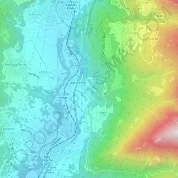 Mapa topográfico Nadro, altitude, relevo