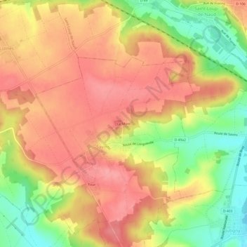 Mapa topográfico Le Mont, altitude, relevo