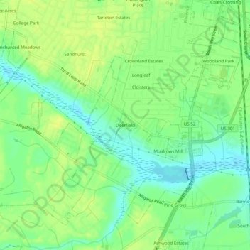 Mapa topográfico Deerfield, altitude, relevo
