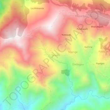 Mapa topográfico Siradi, altitude, relevo