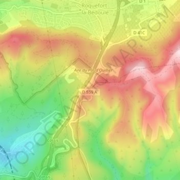 Mapa topográfico Pas d'Ouillier, altitude, relevo
