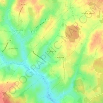 Mapa topográfico Bouchetout, altitude, relevo