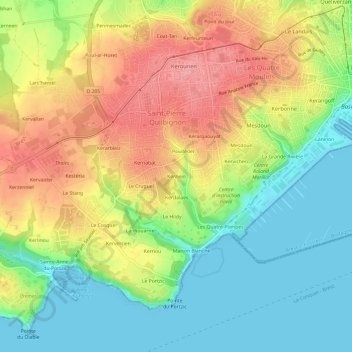 Mapa topográfico Kernein, altitude, relevo