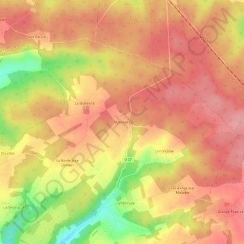 Mapa topográfico Maurepas, altitude, relevo