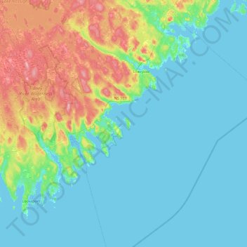 Mapa topográfico Jackies Island, altitude, relevo