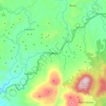 Mapa topográfico Tigbao, altitude, relevo