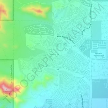 Mapa topográfico Verrado, altitude, relevo