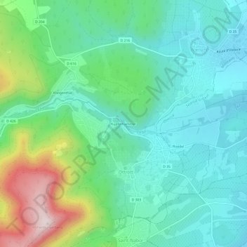 Mapa topográfico Kupferhammer, altitude, relevo