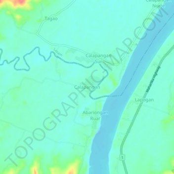 Mapa topográfico Calapangan, altitude, relevo