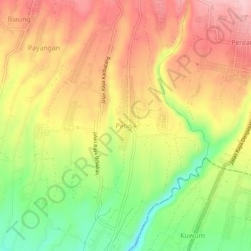 Mapa topográfico Petiga, altitude, relevo