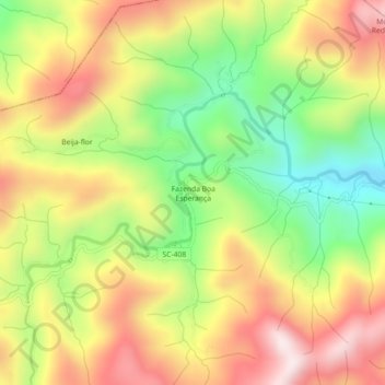 Mapa topográfico Fazenda Boa Esperança, altitude, relevo