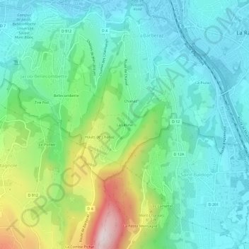 Mapa topográfico La Lésine, altitude, relevo